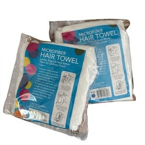 NEW Bundle of 2 Microfiber Hair Towel - White